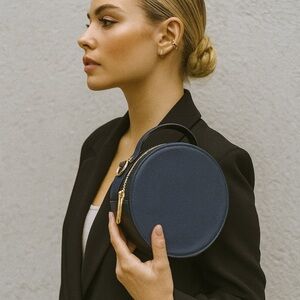 Leather circle crossbody bag